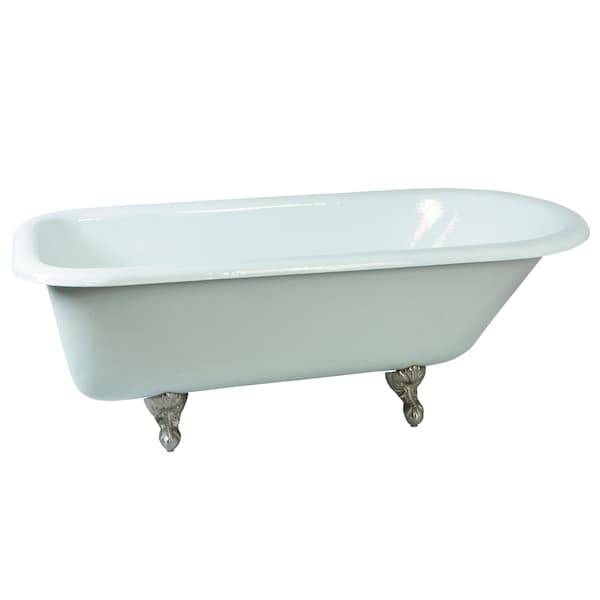 Kingston Brass NHVCTND673123T8 66" Cast Iron Roll Top C, 66" L, 31.13" W, White/Brushed Nickel, Cast Iron/Brass NHVCTND673123T8 - main