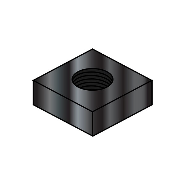 Zoro Select 1/4-20 SQUARE MS NUT BLK OX, PK3000 14NQB | Zoro