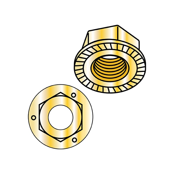 Zoro Select Lock Nut, 1/4"-20, Steel, Grade 5, Yellow Zinc, 0.14 in Ht, 2000 PK 14NR5Y - main
