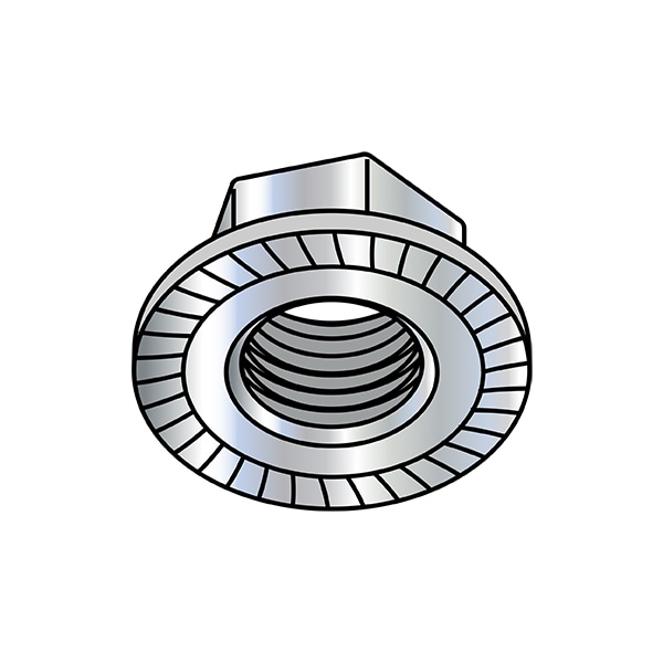 Zoro Select Flange Nut, 5/16"-18, Steel, Zinc Baked, 0.5 in Hex Wd, 1500 PK 31NRL