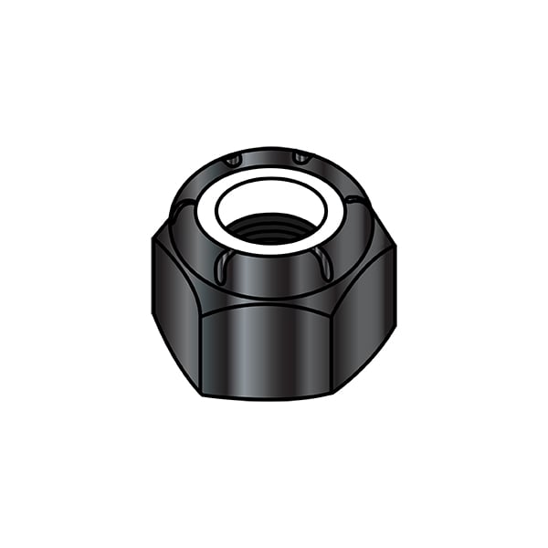 Zoro Select Nylon Insert Lock Nut, #8-32, Nylon, Black Zinc, 0.14 in Ht, 2000 PK 08NSBZ - main