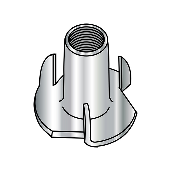 Zoro Select T-Nut, 3 Prongs, #8-32, 18-8 Stainless Steel, Plain, 1000 PK 0804NT3188 - main