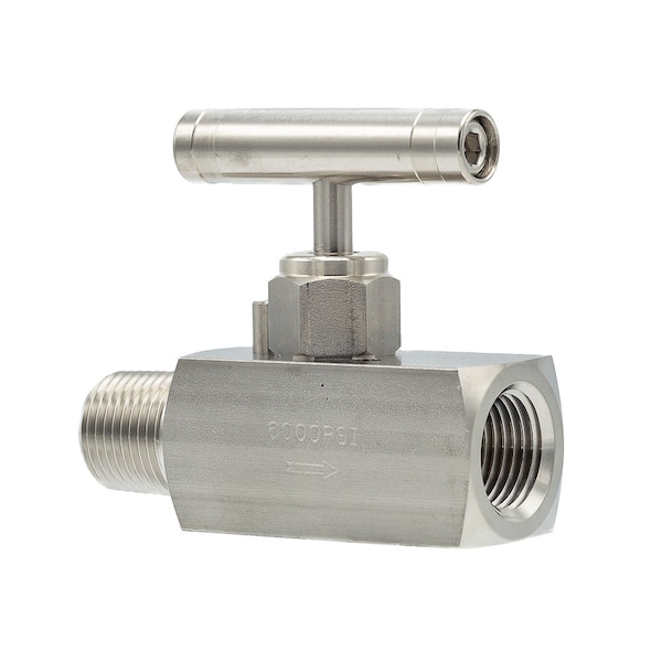 Pic Gauges Needle Valve, 1/2"MxF, Straight, SS, 6K psi NV-SS-1/2-GS-180-MXF - main