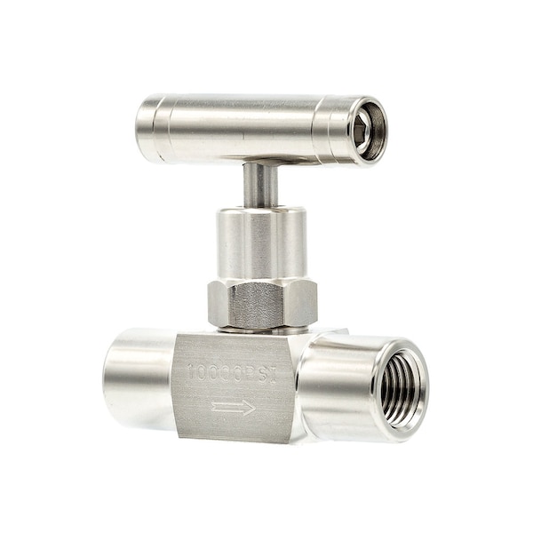 Pic Gauges Needle Valve, 1/4"FxF, Straight, SS, 10K psi NV-SS-1/4-HS-180-FXF - main