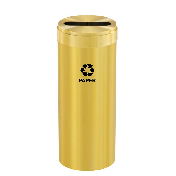 Glaro 12 gal Round Recycling Bin, Satin Brass P-1232BE-BE-P2 - main