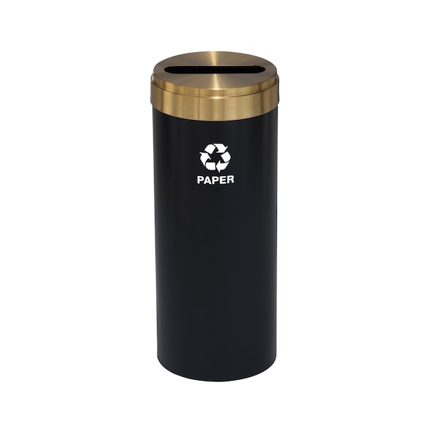 Glaro 12 gal Round Recycling Bin, Satin Black/Satin Brass P-1232BK-BE-P2 - main