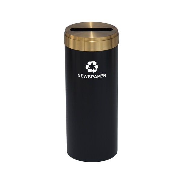 Glaro 12 gal Round Recycling Bin, Satin Black/Satin Brass P-1232BK-BE-P3 - main
