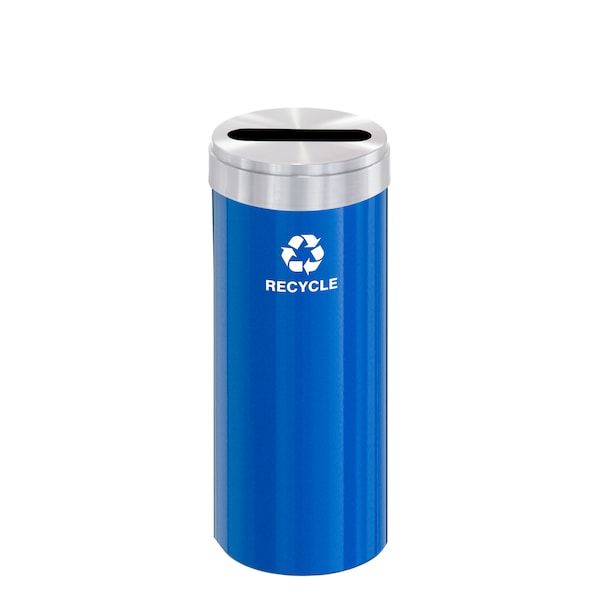 Glaro 12 gal Round Recycling Bin, Blue/Satin Aluminum P-1232BL-SA-P5 - main