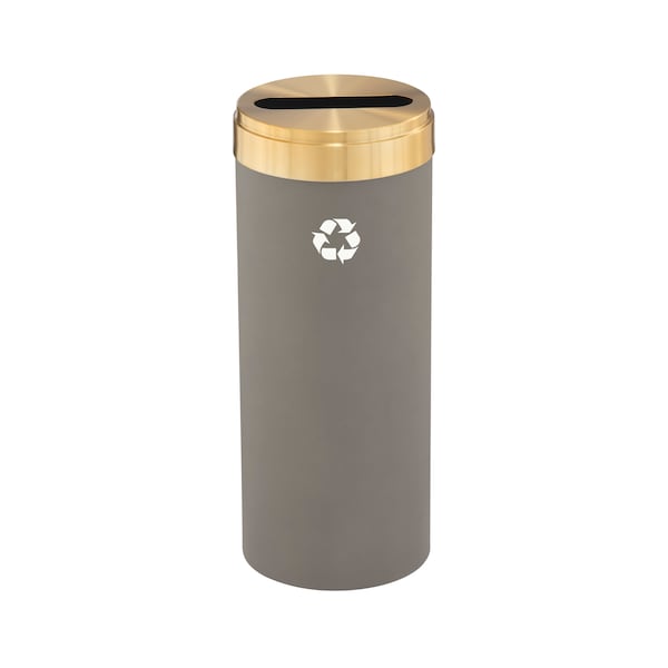 Glaro 12 gal Round Recycling Bin, Nickel/Satin Brass P-1232NK-BE-P1 - main