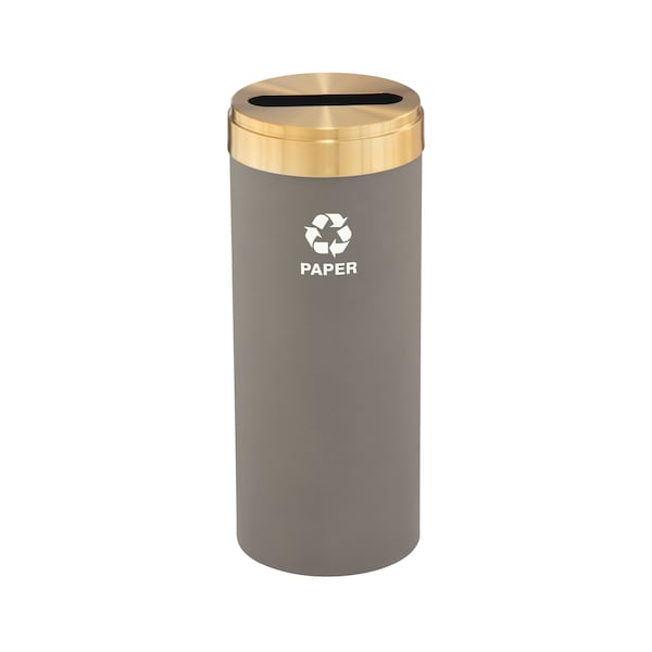 Glaro 12 gal Round Recycling Bin, Nickel/Satin Brass P-1232NK-BE-P2 - main