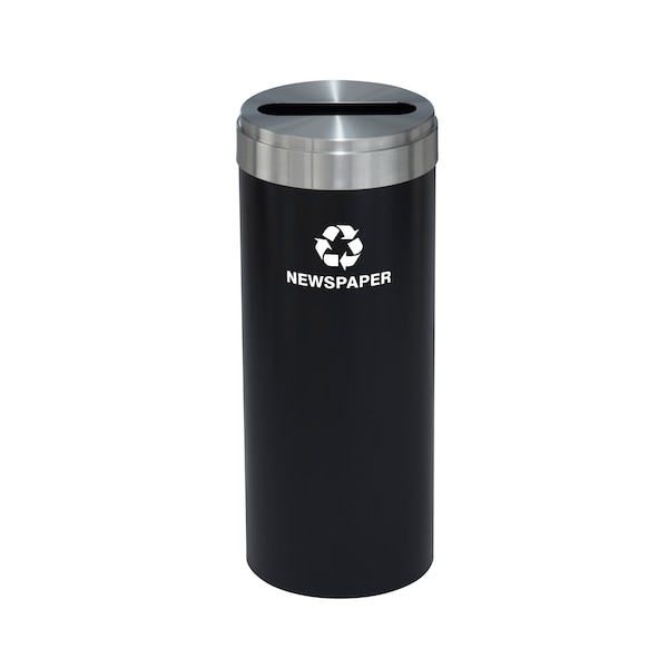 Glaro 15 gal Round Recycling Bin, Satin Black/Satin Aluminum P-1242BK-SA-P3 - main