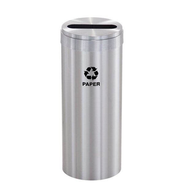 Glaro 15 gal Round Recycling Bin, Satin Aluminum P-1242SA-SA-P2 - main