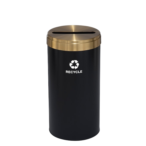 Glaro 16 gal Round Recycling Bin, Satin Black/Satin Brass P-1532BK-BE-P5 - main