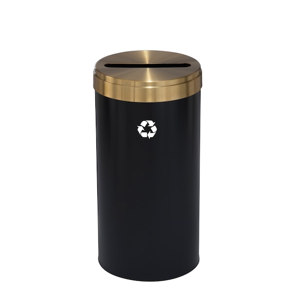 Glaro 23 gal Round Recycling Bin, Satin Black/Satin Brass P-1542BK-BE-P1 - main
