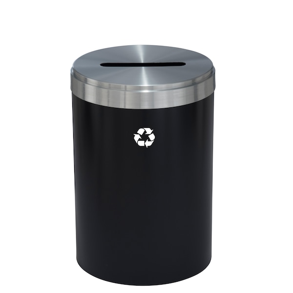 Glaro 33 gal Round Recycling Bin, Satin Black/Satin Aluminum P-2032BK-SA-P1 - main