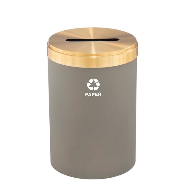 Glaro 33 gal Round Recycling Bin, Nickel/Satin Brass P-2032NK-BE-P2 - main