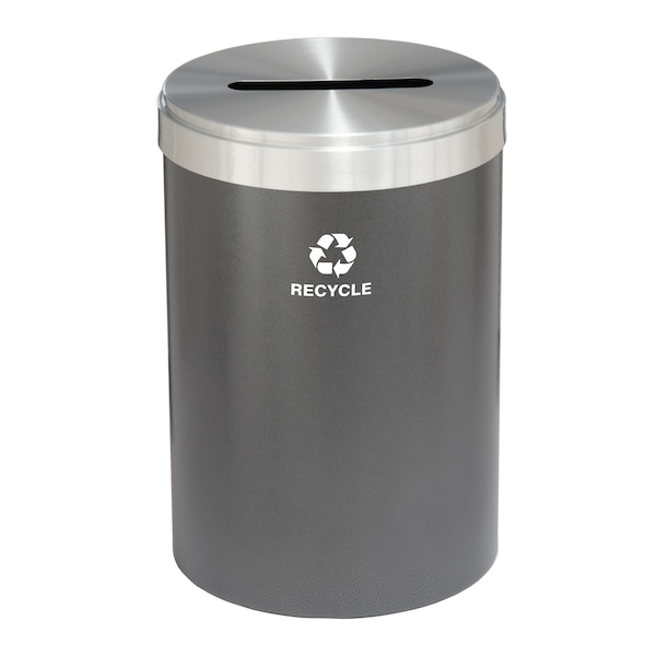 Glaro 33 gal Round Recycling Bin, Silver Vein/Satin Aluminum P-2032SV-SA-P5 - main