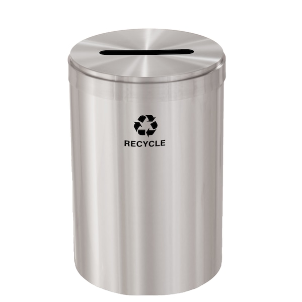 Glaro 41 gal Round Recycling Bin, Satin Aluminum P-2042SA-SA-P5 - main