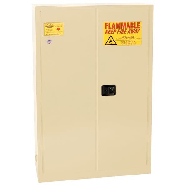 Eagle Mfg Flammable Safety Storage Cabinet, 60 gal, 5 Shelves, Steel, 43 in W x 65 in H x 18 in D, Beige PI47XBEI - main