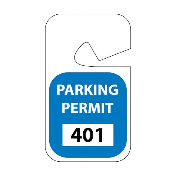 Nmc Rearview Mirror Hang Tag Blue, Pk100, Unrippable Vinyl, 4-3/4 in H x 2-3/4 in W, 100 PK PP14A - main