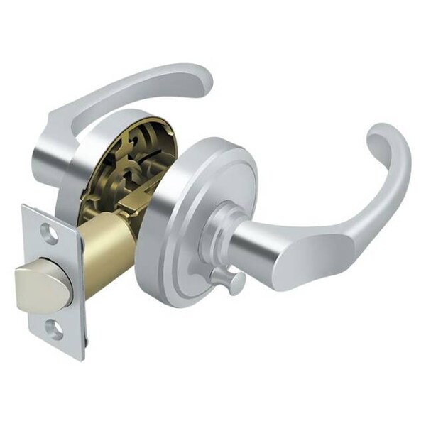 Deltana Left Hand Chapelton Lever Privacy, Universal Handing Bright Chrome PRCLR2U26LH