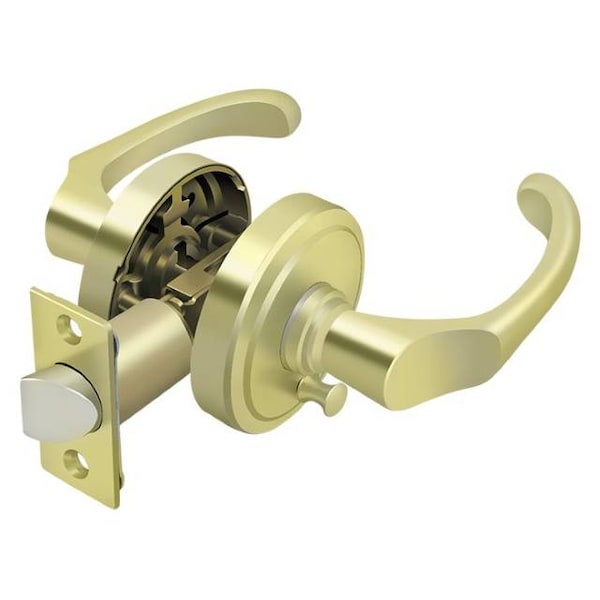 Deltana Left Hand Chapelton Lever Privacy, Universal Handing Bright Brass PRCLR2U3LH