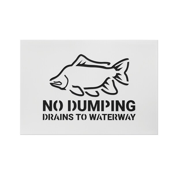 Pig Storm Drain Stencil, Message, Various Font, Polyethylene, White, 3 Pieces SGN8208 - main