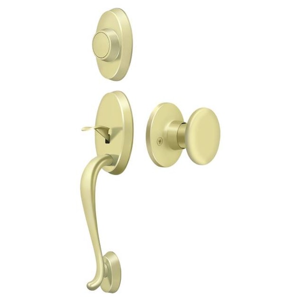 Deltana Riversdale Handleset With Round Knob Dummy Bright Brass PRRHDRKU3 - main