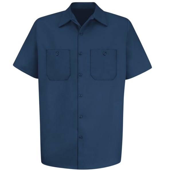 Red Kap Men's Short Sleeve Work Shirt, Cotton, Button Fronts, 2 Pocket(s), Navy, L SC40NV SSLL - main
