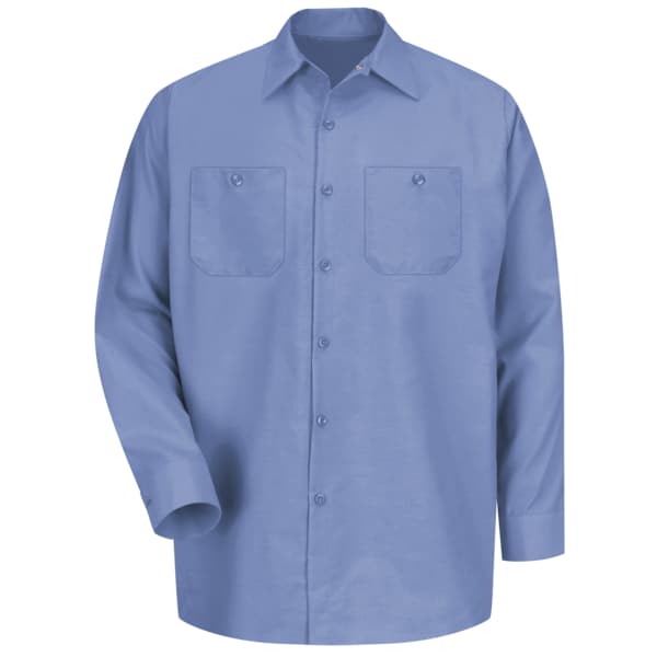Red Kap Men's Long Sleeve Poplin Work Shirt, Cotton/Polyester, Button Fronts, 2 Pocket(s), Light Blue, 5XL SP14LB LN 5XL - main