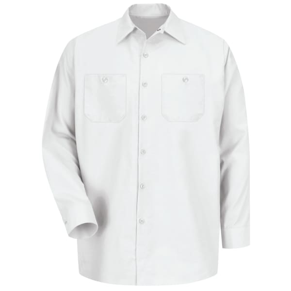 Red Kap Men's Long Sleeve Poplin Work Shirt, Cotton/Polyester, Button Fronts, 2 Pocket(s), White, 4XL SP14WH LN 4XL - main