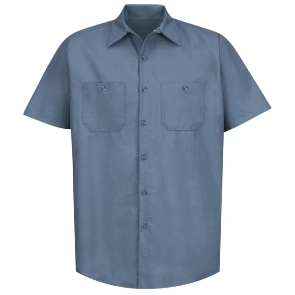 Red Kap Men's Mens Ss Post Blue Poplin Work Shirt, M, Cotton/Polyester, Button Fronts, 2 Pocket(s), M SP24PB SS M - main