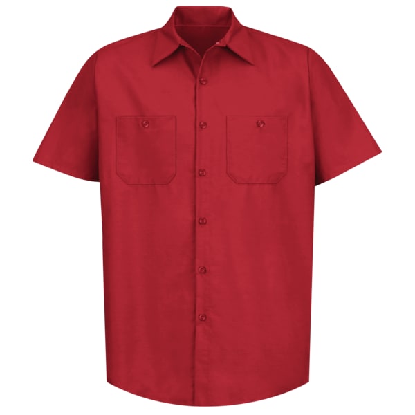 Red Kap Mens Ss Red Poplin Work Shirt, M SP24RD SS M