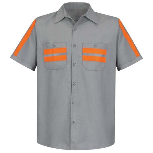 Red Kap Men's Mens Ss Lt Gray Workshirt W/Evt, L, Cotton/Polyester, Button Fronts, 2 Pocket(s), L SP24WM SSLL - main