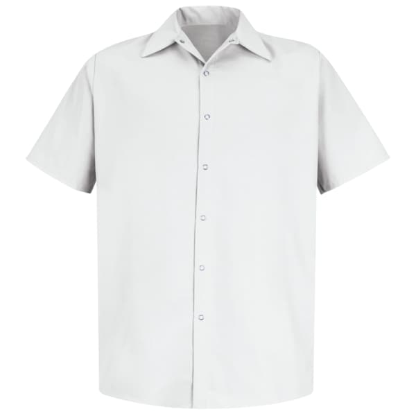 Red Kap Men's Mens Ss White Work Shirt No Pkts, 4XL, Cotton/Polyester, Snap, 0 Pocket(s), White, 4XL SP26WH SSL4XL - main