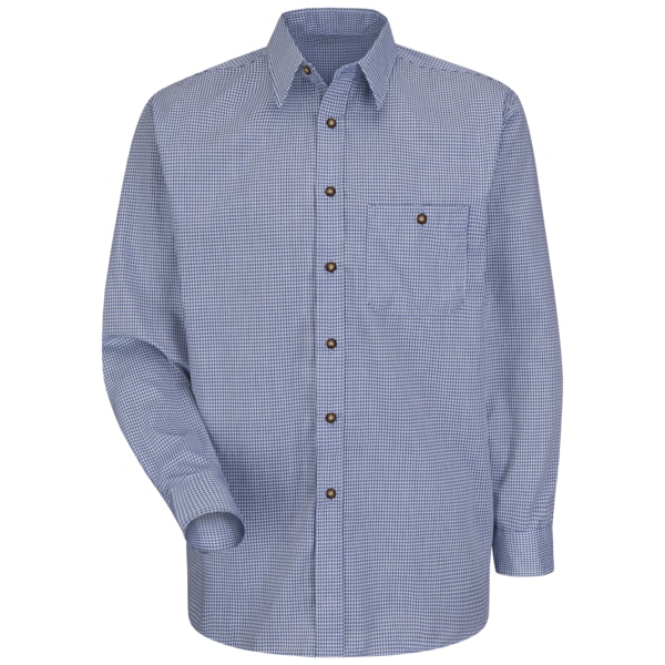 Red Kap Mns Ls Blue/Cream Mini Plaid Shirt, M SP74WB M 323 - main