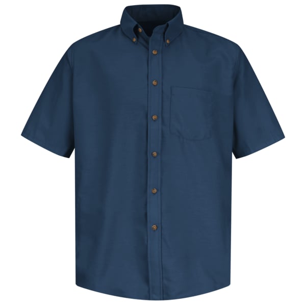 Red Kap Men's Mns Ss Button Down Poplin Shirt, Nv, L, Cotton/Polyester, Button Fronts, 1 Pocket(s), Navy, L SP80NV SSLL - main