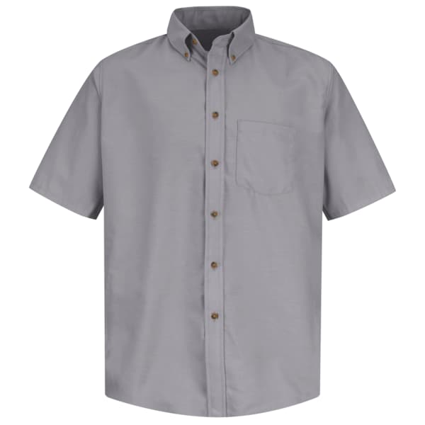 Red Kap Men's Mns Ss Button Down Poplin Shirt, Sv, M, Cotton/Polyester, Button Fronts, 1 Pocket(s), Silver SP80SV SS M - main