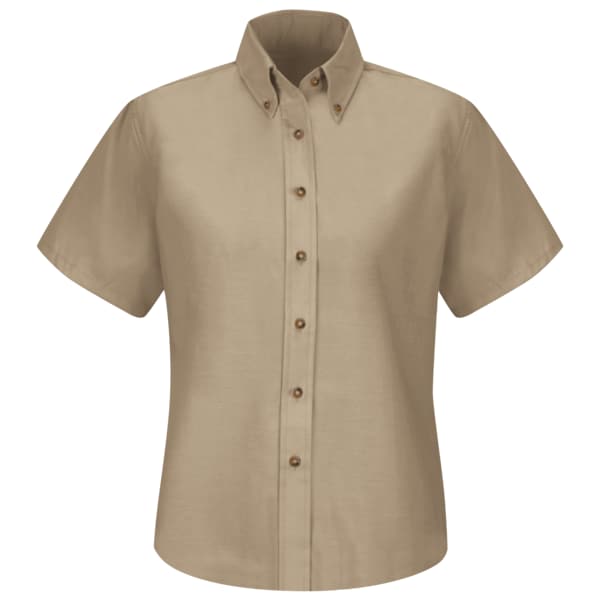 Red Kap Women's Short Sleeve Work Shirt, Cotton/Polyester, Button Fronts, 0 Pocket(s), Tan, S SP81KH SS 6 - main