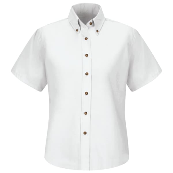 Red Kap Women's Short Sleeve Work Shirt, Cotton/Polyester, Button Fronts, 0 Pocket(s), White, M SP81WH SS 10 - main