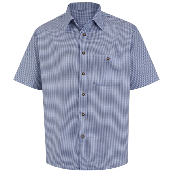 Red Kap Mns Ss Blue/Cream Mini Plaid Shirt, M SP84WB SS M - main