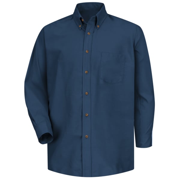 Red Kap Men's Mns Ls Button Down Poplin Shirt-Nv, M, Cotton/Polyester, Button Fronts, 1 Pocket(s), Navy, M SP90NV M 345 - main