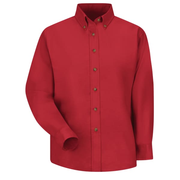 Red Kap Women's Long Sleeve Work Shirt, Cotton/Polyester, Button Fronts, 0 Pocket(s), Red, L SP91RD RG 14 - main
