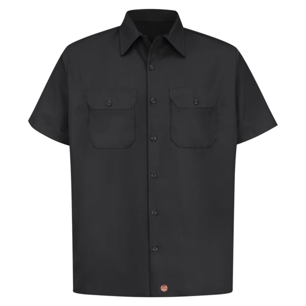 Red Kap Men's Mens Ss Twill 65/35 Work Shirt-Bk, M, Cotton/Polyester, Button Fronts, 2 Pocket(s), Black, M ST62BK SS M - main