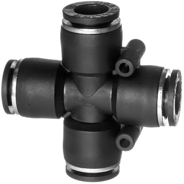 Usa Industrials Nylon Push to Connect Fitting - Cross -, 1/2" Tube Size, Black ZUSA-TF-PTC-1003 - main