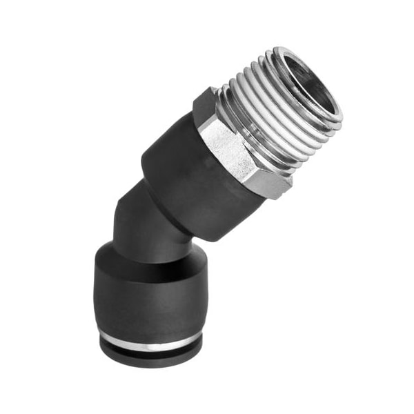 Usa Industrials Nylon Push to Connect Fitting - 45 Dg Ma, 1/8" Tube Size, Black ZUSA-TF-PTC-399 - main