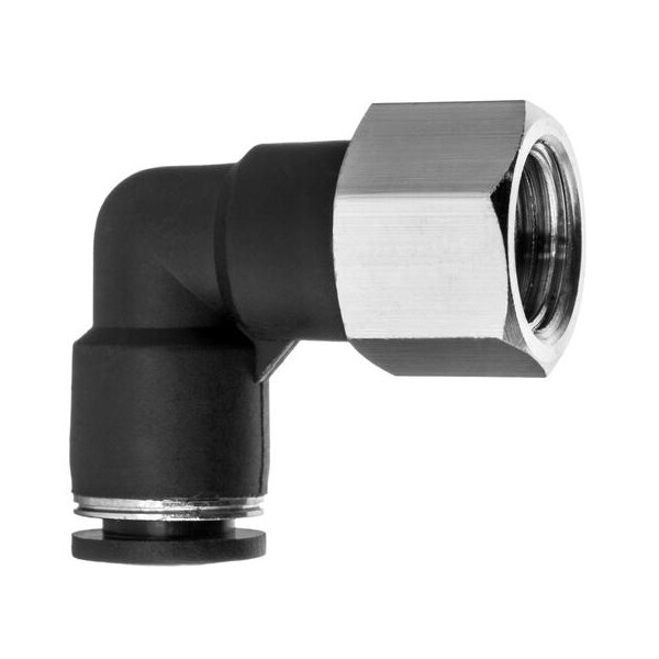 Usa Industrials Nylon Push to Connect Fitting - 90 Dg Fm, 1/8" Tube Size, Black ZUSA-TF-PTC-329 - main