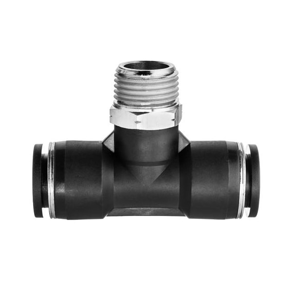 Usa Industrials Nylon Push to Connect Fitting - Male Tee, 1/8" Tube Size, Black ZUSA-TF-PTC-445 - main