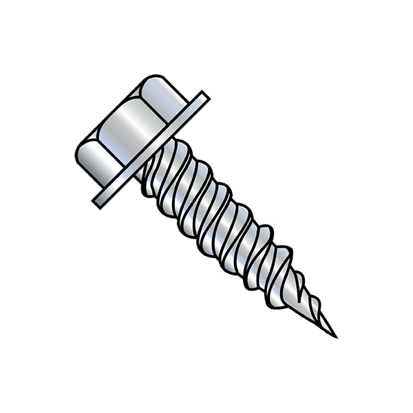 Zoro Select Self-Drilling Screw, #10-16 x 3/4 in, Zinc Plated Steel Flange Hex Head External Hex Drive, 4000 PK 1012PW - main