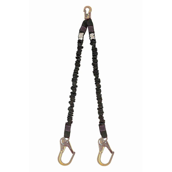 Tractel Stretchfor Shock Absorbing Lanyard, 4 1/2 to 6 ft. Length, 2 Leg(s) C526Y - main